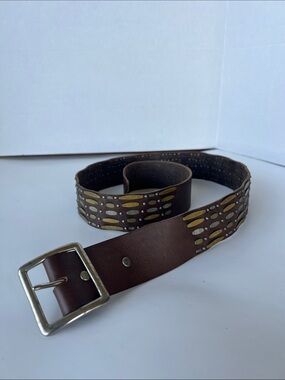 Cordera leather belt w mixed metal 36